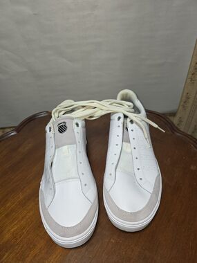 K-Swiss Classic Low Sneakers Mens 11.5 White Leather Casual Shoes Clean Minimal